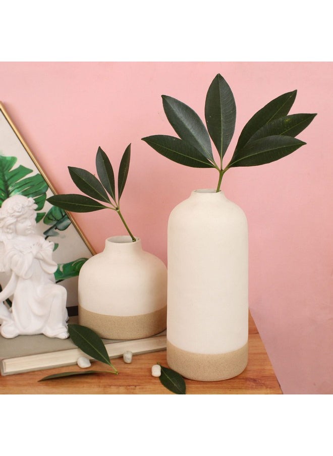 TIED RIBBONS Decorative Ceramic Flower Vase (Set Of 2, Multi, 9.8 & 5.5 Inches) For Home Décor Flowers Plants Living Room Bedroom Kitchen Office Wall Table Centerpiece Decoration Items