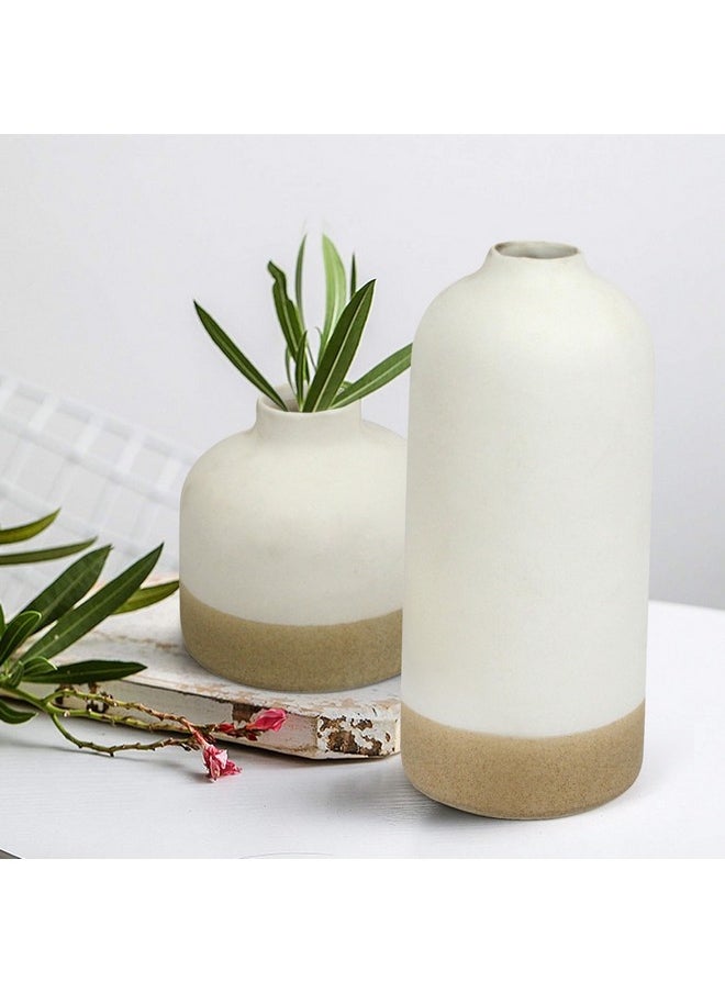 TIED RIBBONS Decorative Ceramic Flower Vase (Set Of 2, Multi, 9.8 & 5.5 Inches) For Home Décor Flowers Plants Living Room Bedroom Kitchen Office Wall Table Centerpiece Decoration Items