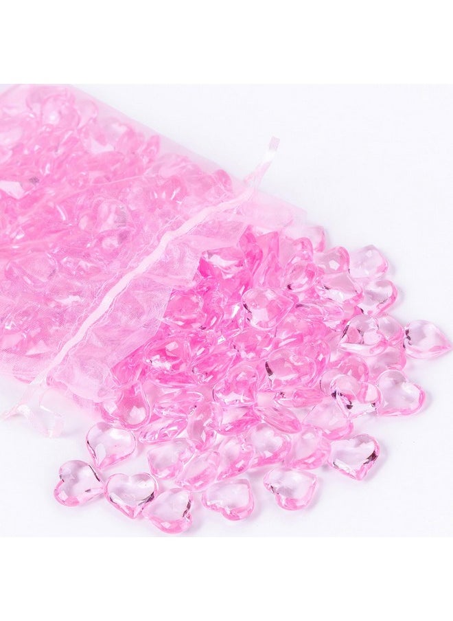 AiFanS Vase Fillers for Home Deco and Centerpieces,Heart Shaped Marbles for Vases,Acrylic Heart Gems for Table Scatter,Valentine's Day Decor - 225PCS, Pink