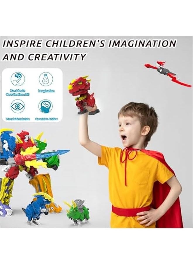 Dinosaur Combined Robot Toys, 6-in-1 Deformation Robot, 10-in Take Apart Robot Figures, Disassembly Toys for Boys  Girls Age 6+ (10IN)