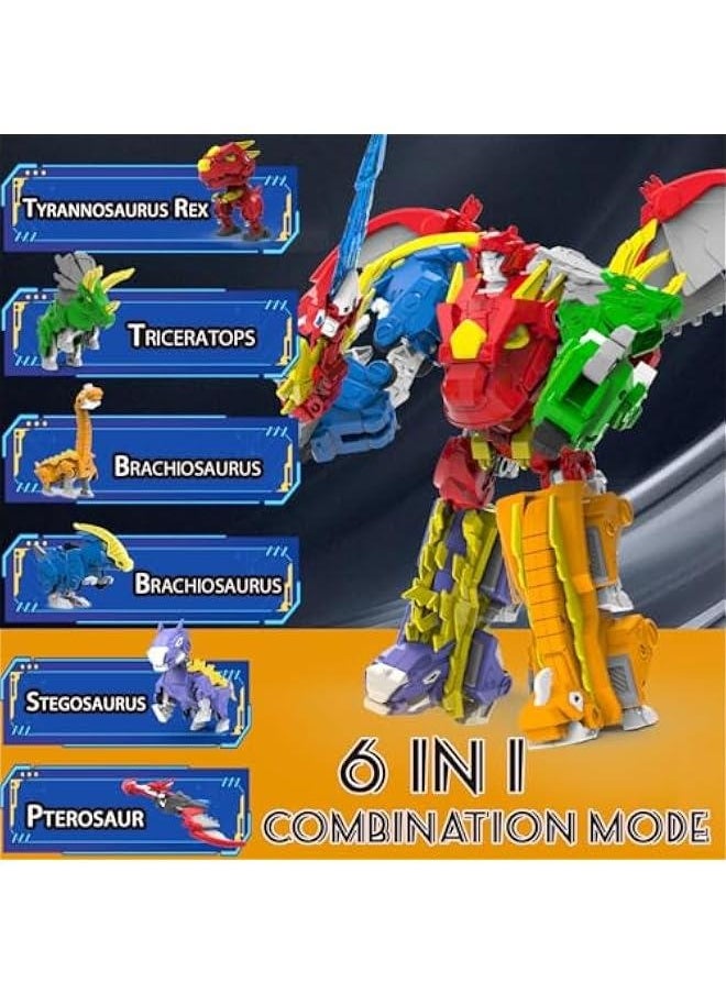 Dinosaur Combined Robot Toys, 6-in-1 Deformation Robot, 10-in Take Apart Robot Figures, Disassembly Toys for Boys  Girls Age 6+ (10IN)