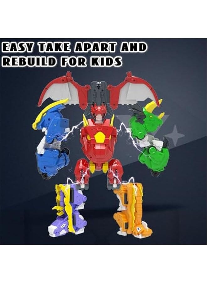 Dinosaur Combined Robot Toys, 6-in-1 Deformation Robot, 10-in Take Apart Robot Figures, Disassembly Toys for Boys  Girls Age 6+ (10IN)
