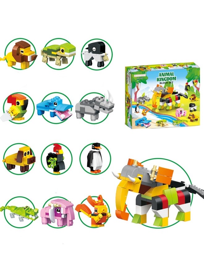Children's Educational Small Particle Assembly Building Block Collection Set Toy(Elephant 12 Small Boxes)