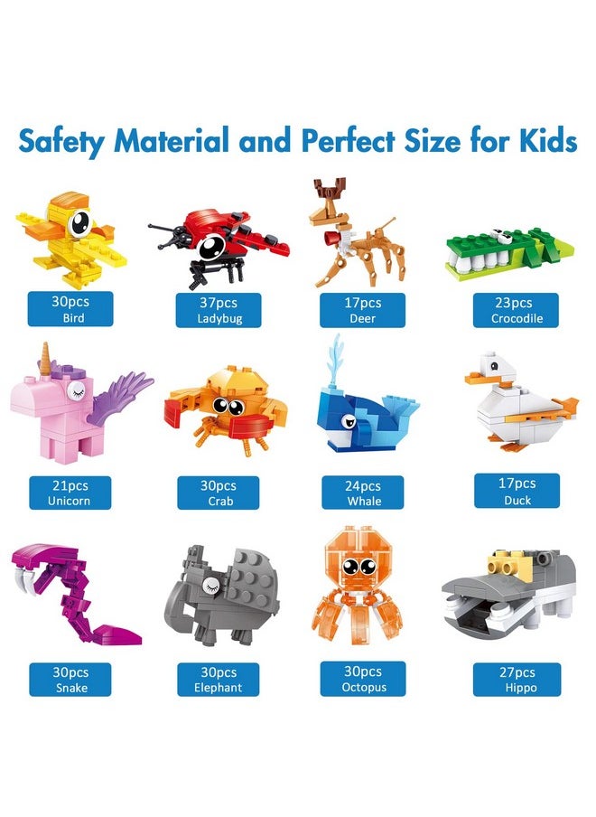 Jellydog Toy Party Favors for Kids,12PCS Mini Building Blocks Animal, Building Sets Stem Toys, Assorted Building Blocks Sets for Birthday Party Gift,Goodie Bags, Prize,Cake Topper