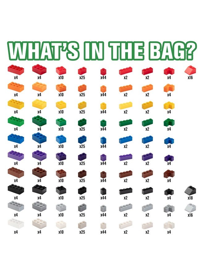 SCS Direct Building Block Bricks - Set of 1000 Pc Bulk Set -10 with 54 Roof Pieces - Compatible & Tight Fit w/All Major Brands - Great for Activity Tables, Creativity & School Projects, Xmas Gift