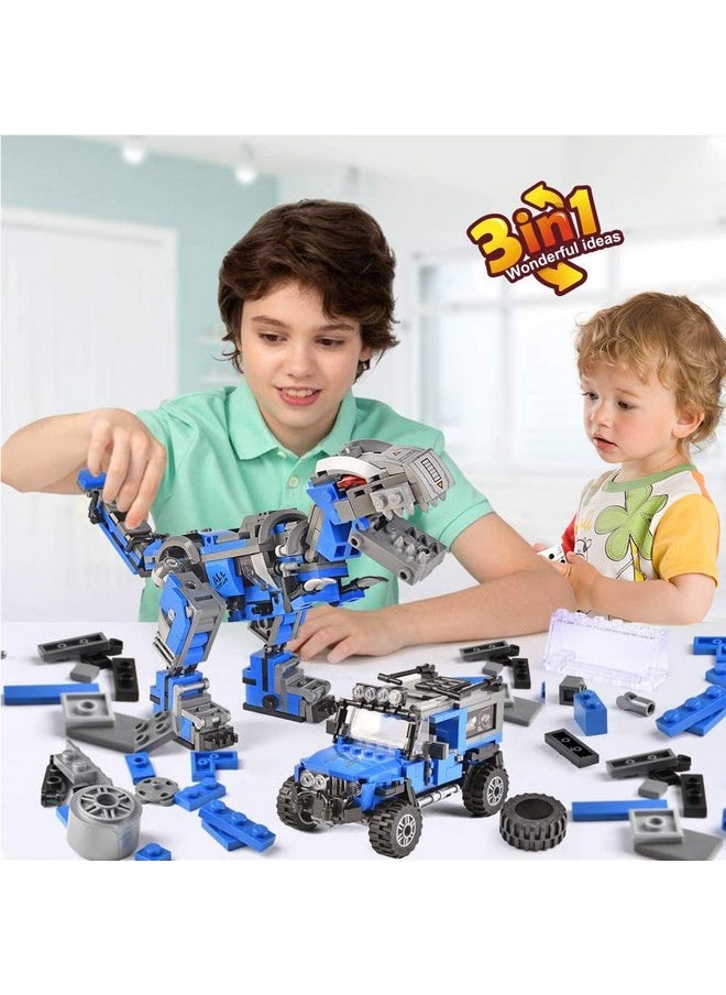 QMAN 3in1 Building Blocks Toy for Kids 6-12, Mechanical T-Rex Pickup Trucks Off-Road Vehicle Building Kit, Educational Toy Gifts for Boys