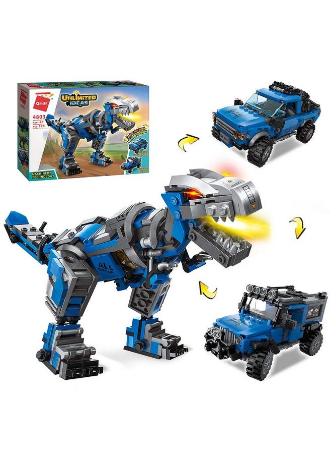 QMAN 3in1 Building Blocks Toy for Kids 6-12, Mechanical T-Rex Pickup Trucks Off-Road Vehicle Building Kit, Educational Toy Gifts for Boys