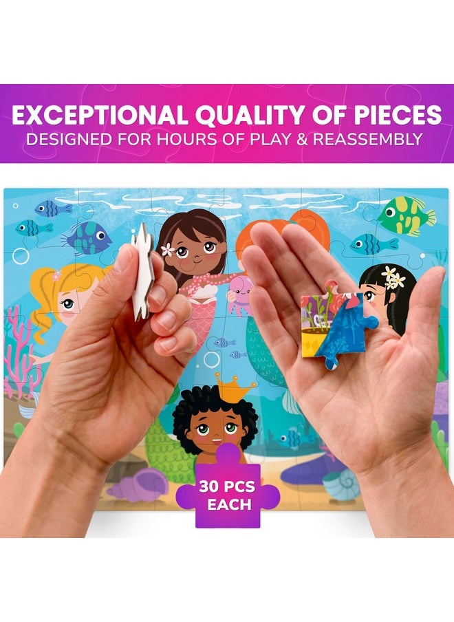 QUOKKA Puzzles for Toddlers 3-5 - 4 x 30 Pieces Puzzles for Kids Ages 2-4 - Meadow Girls Learning Jigsaw Puzzles for Kids 4-6 Years Old - Educational Toys for Boy and Girl