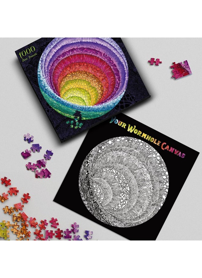 Antelope - 1000 Piece Rainbow Puzzle for Adults, Hue Wormhole Jigsaw Puzzles 1000 Pieces,1000 Piece Round Puzzles, Wormhole Puzzles, High Resolution, Matte Finish, Smooth Edging, No Dust, 3D Puzzle
