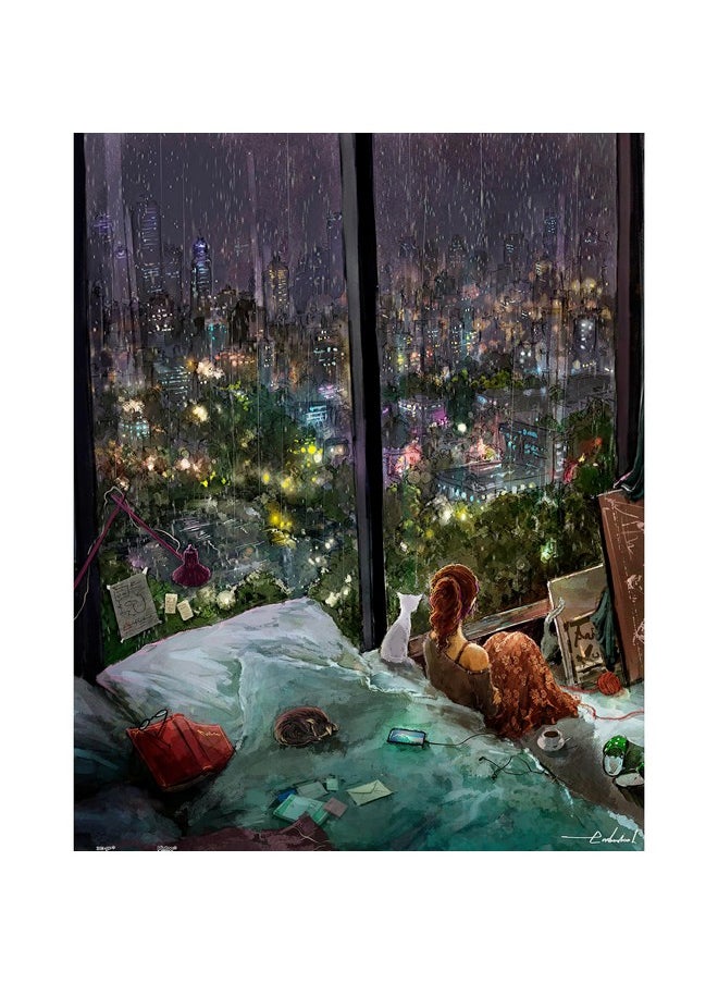 Pintoo Jigsaw Puzzles 500 Piece for Adults - endmion1 - Rainy Night Beautiful Plastic Puzzle for Home Decor Zero Dust Easy Storage [H2545]