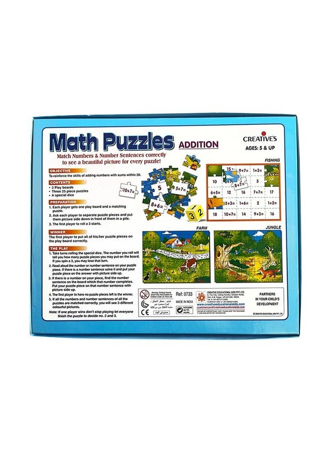 Creative's Math Puzzle Addition | Reinforce Adding Number Skills | Learning & Educational | Jigsaw Puzzles & Board Games | Early Learning | Math Puzzles Series for Ages 5 &Up