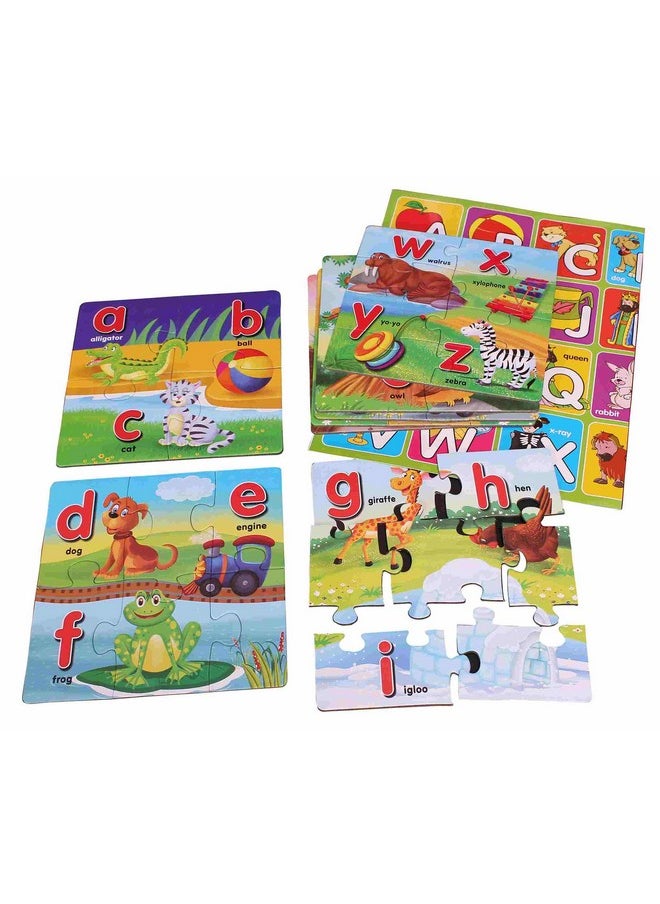 Creative's My Alphabet Puzzles A to Z | Educational Jigsaw Puzzles | Alphabet A to Z Puzzles | Play n Learn | 4-8 Pieces 4 Puzzles with Alphabet Poster | 8 Individual Puzzles | for 3 & up Kids