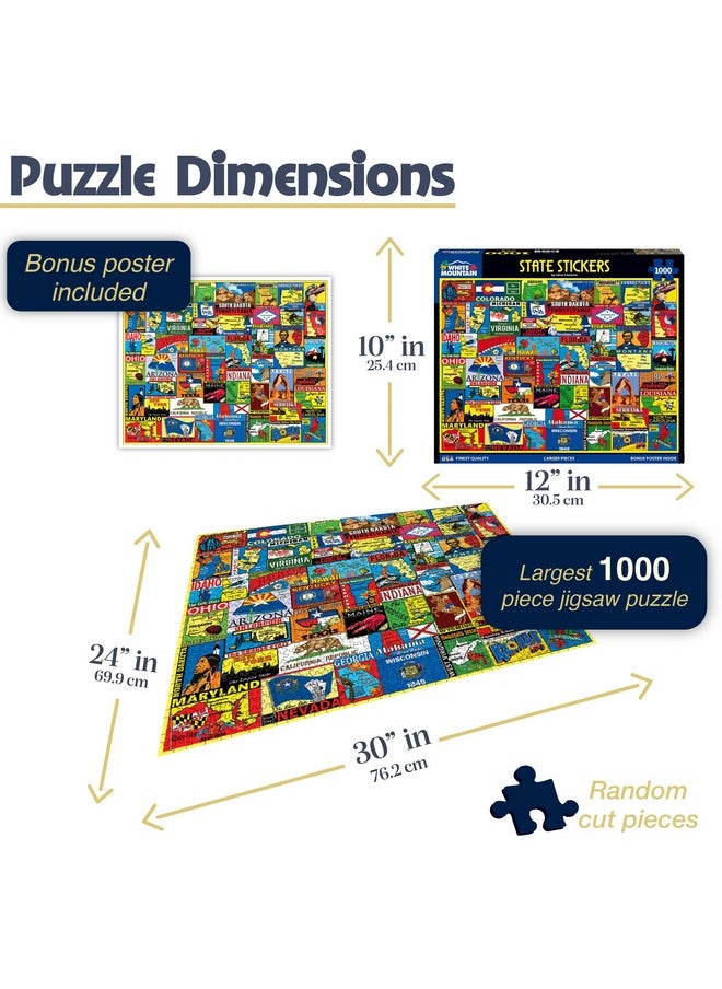 White Mountain Puzzles State Stickers, 1000 Pieces Jigsaw Puzzle