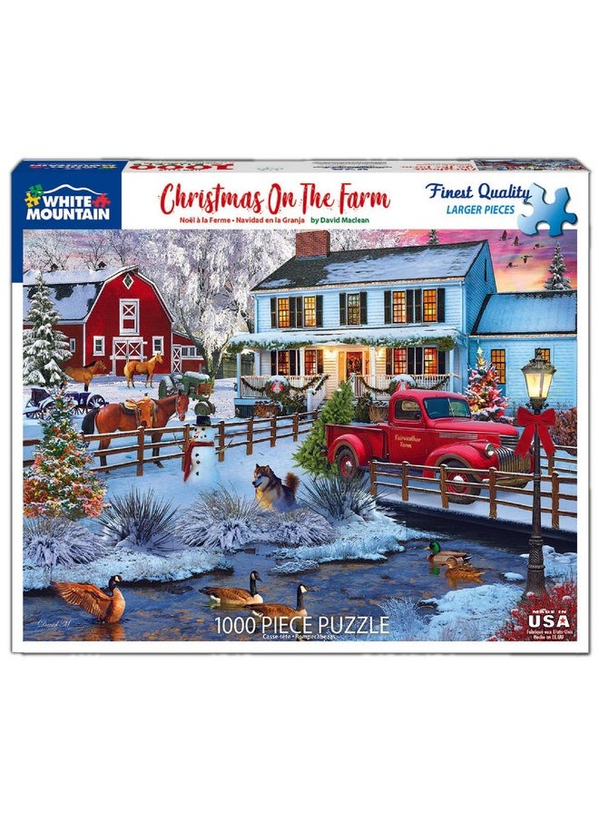 White Mountain Christmas on The Farm Christmas Puzzles 1000 Pieces Jigsaw Puzzle for Adults and Families