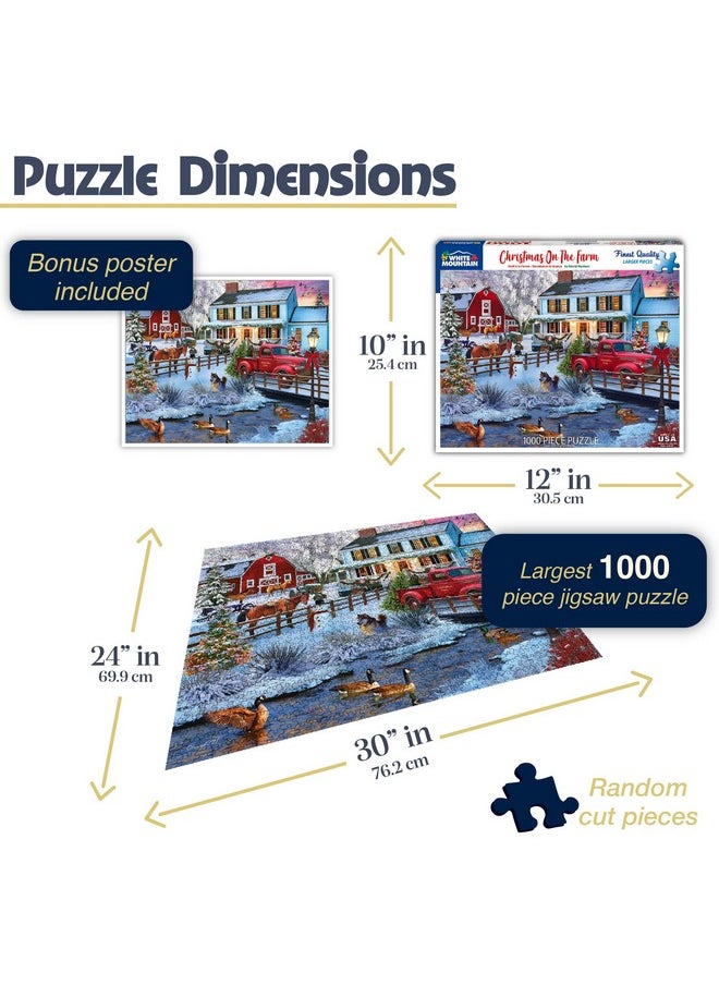 White Mountain Christmas on The Farm Christmas Puzzles 1000 Pieces Jigsaw Puzzle for Adults and Families