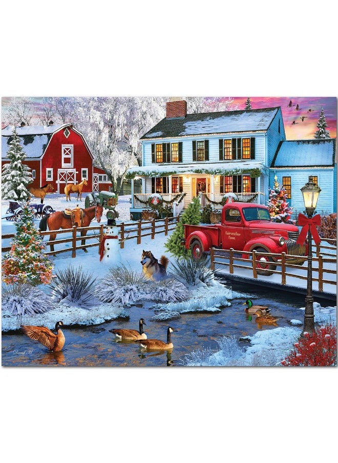 White Mountain Christmas on The Farm Christmas Puzzles 1000 Pieces Jigsaw Puzzle for Adults and Families