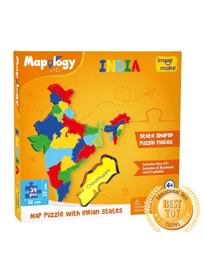 Imagimake Mapology India Map Puzzles - Geography for Kids - Learning & Educational Toys - Puzzles for Kids Ages 4-8 - Gift for 4, 5, 6, 7, 8 Year Old Boys & Girls