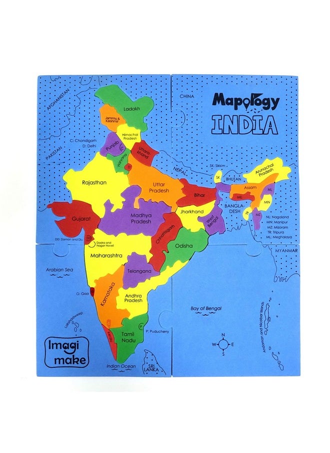 Imagimake Mapology India Map Puzzles - Geography for Kids - Learning & Educational Toys - Puzzles for Kids Ages 4-8 - Gift for 4, 5, 6, 7, 8 Year Old Boys & Girls