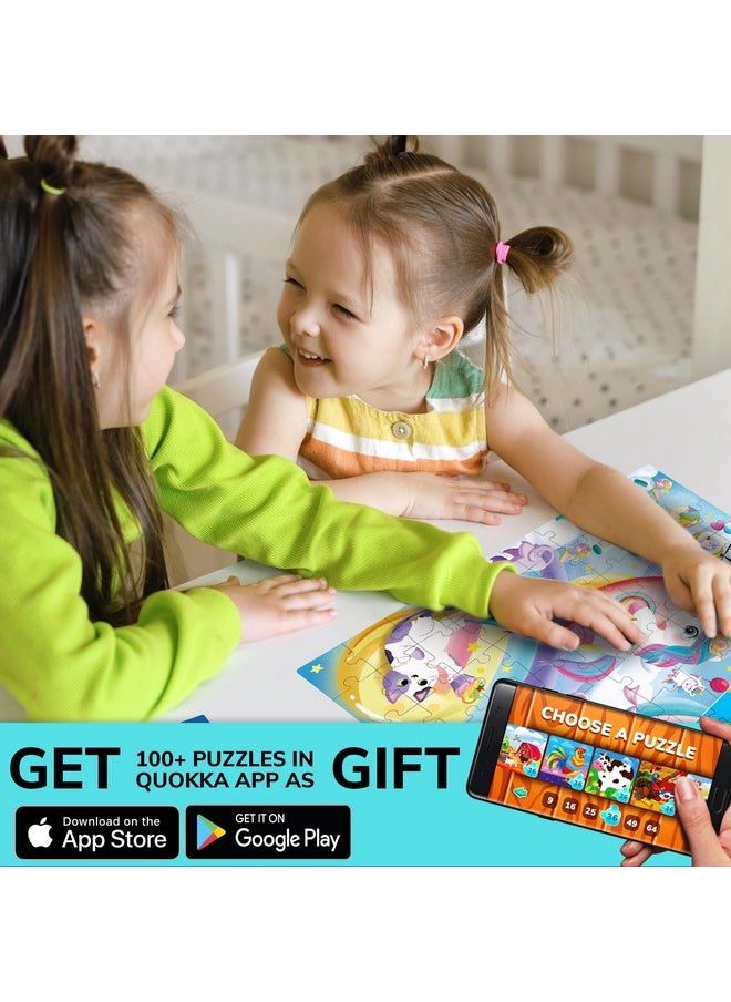 QUOKKA Puzzles for Kids Ages 4-6 - Set of 4x60 Jigsaw Puzzles for Toddlers 3-5 - Unicorn Princess Animals Toys for Children 6-8 yo - Gift Educational Game for Boys & Girls