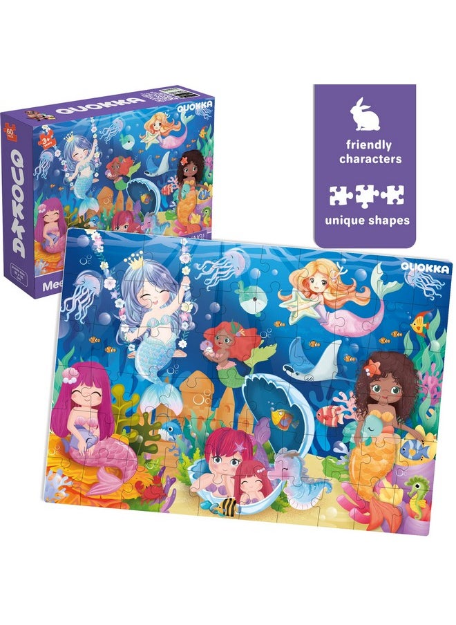 QUOKKA Puzzles for Kids Ages 4-6 - Set of 4x60 Jigsaw Puzzles for Toddlers 3-5 - Unicorn Princess Animals Toys for Children 6-8 yo - Gift Educational Game for Boys & Girls