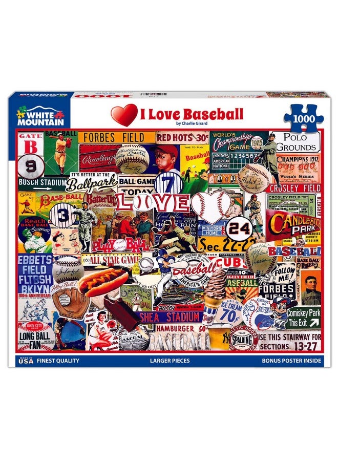 White Mountain Puzzles - I Love Baseball - 1000 Piece Jigsaw Puzzle