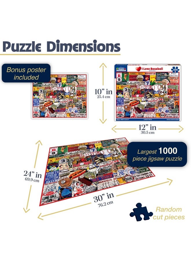 White Mountain Puzzles - I Love Baseball - 1000 Piece Jigsaw Puzzle