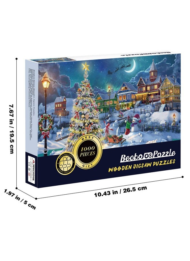 Becko US Puzzles 1000 Piece for Adults and Kids, Wooden Jigsaw Puzzles 1000 Pieces, Christmas and Holiday (Snow Scene)