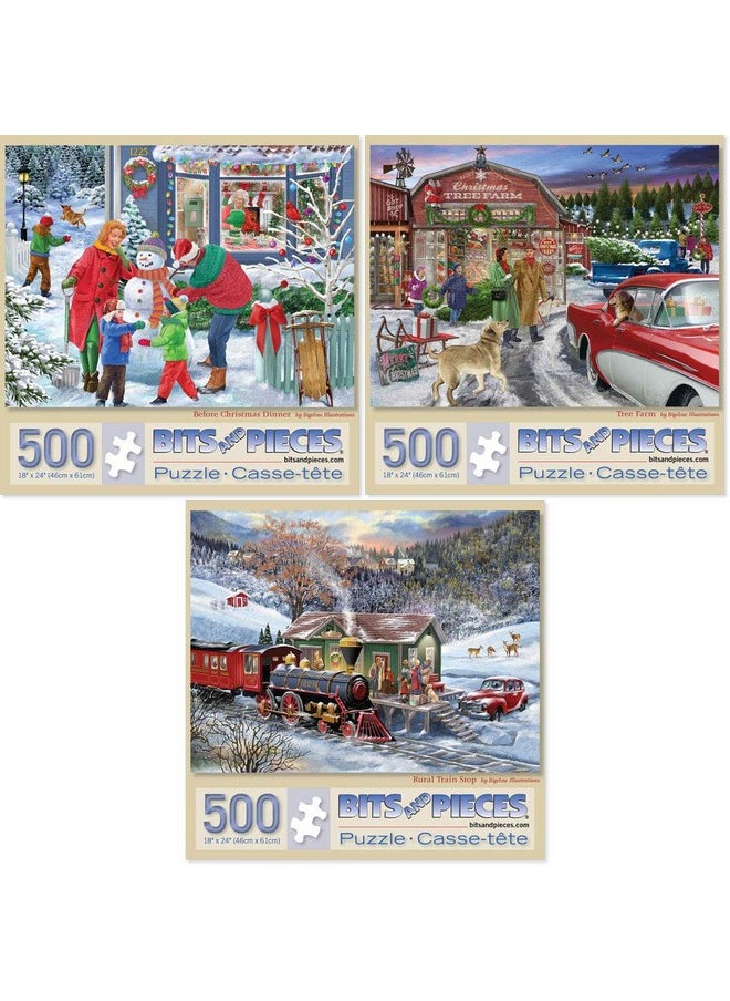 Bits and Pieces - Value Set of Three (3) 500 Piece Jigsaw Puzzles for Adults - Each Puzzle Measures 18