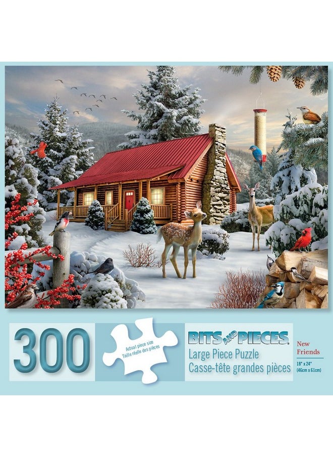 Bits and Pieces - 300 Large Piece Jigsaw Puzzle for Adults - New Friends - 300 pc Snowy Winter Scene Jigsaw by Artist Alan Giana