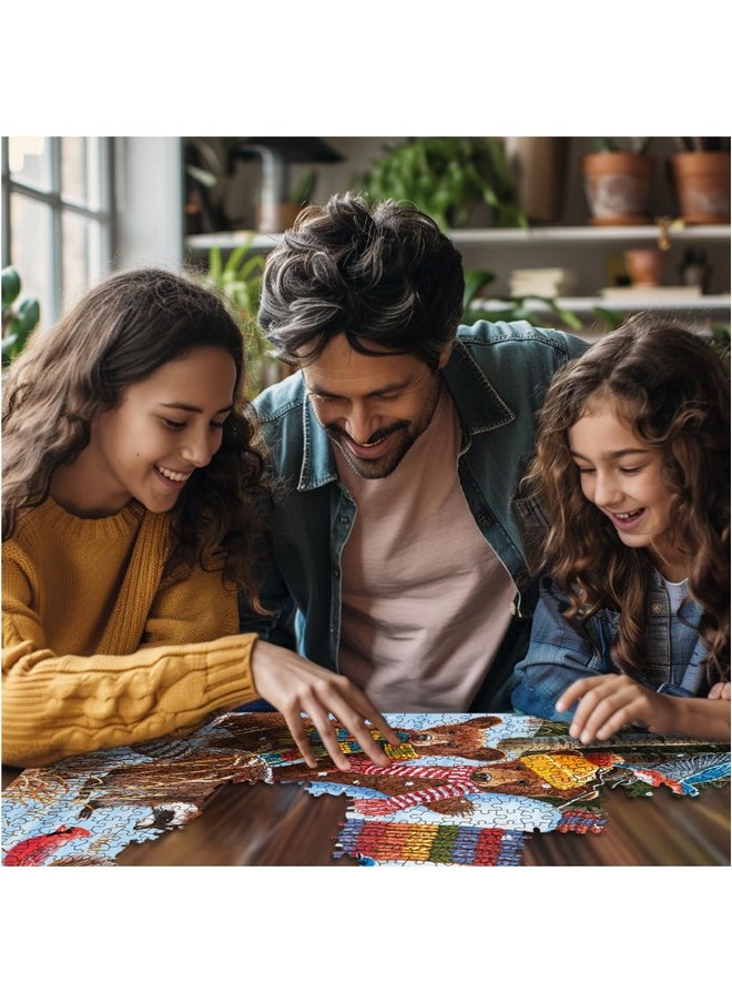 White Mountain Visiting The Snowman Winter Puzzles 500 Pieces Theme Jigsaw Puzzle for Kids Adults and Family