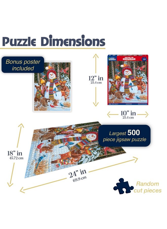White Mountain Visiting The Snowman Winter Puzzles 500 Pieces Theme Jigsaw Puzzle for Kids Adults and Family
