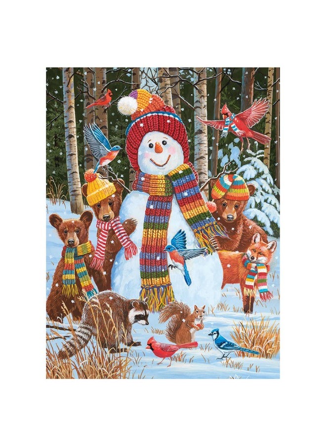 White Mountain Visiting The Snowman Winter Puzzles 500 Pieces Theme Jigsaw Puzzle for Kids Adults and Family