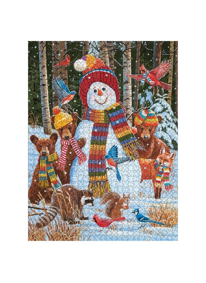 White Mountain Visiting The Snowman Winter Puzzles 500 Pieces Theme Jigsaw Puzzle for Kids Adults and Family