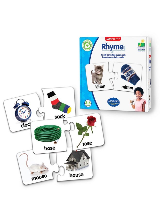 Learning Journey International Match It! - Rhyme - 30 Self-Correcting Rhyming Words with Matching Images for Emerging Readers, Multicolor