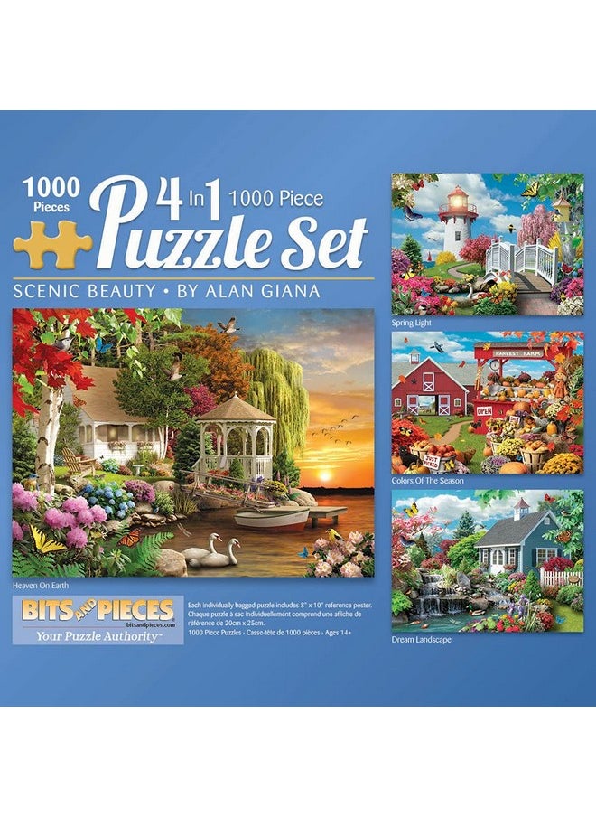 Bits and Pieces - 4-in-1 Multi-Pack - 1000 Piece Jigsaw Puzzles for Adults-Each Measures 20