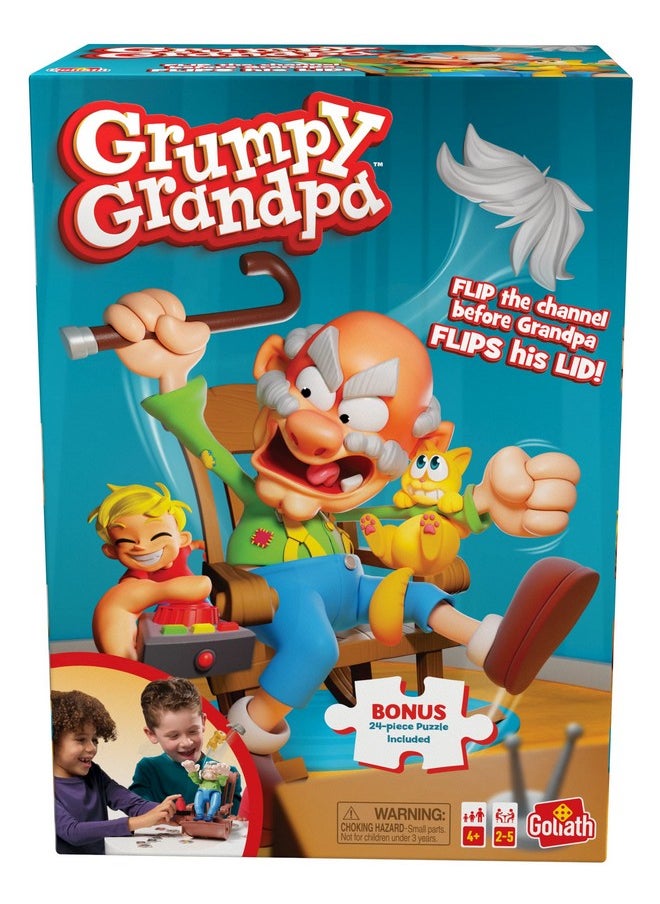 Goliath Grumpy Grandpa Game - Flip The Channel Before Grandpa Flips His Lid - Ages 4 and Up, 2-5 Players - Includes a 24-Piece Puzzle
