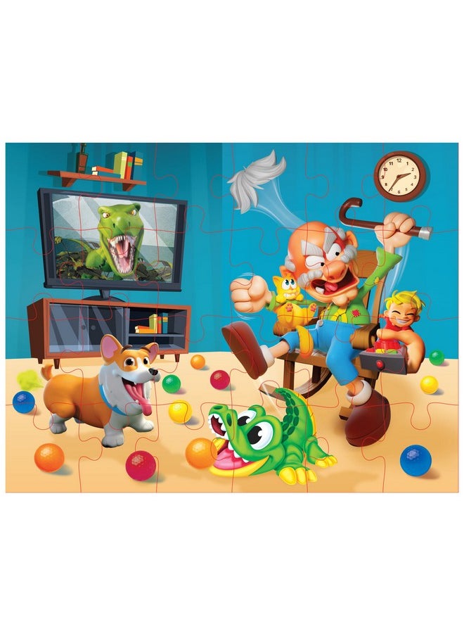 Goliath Grumpy Grandpa Game - Flip The Channel Before Grandpa Flips His Lid - Ages 4 and Up, 2-5 Players - Includes a 24-Piece Puzzle
