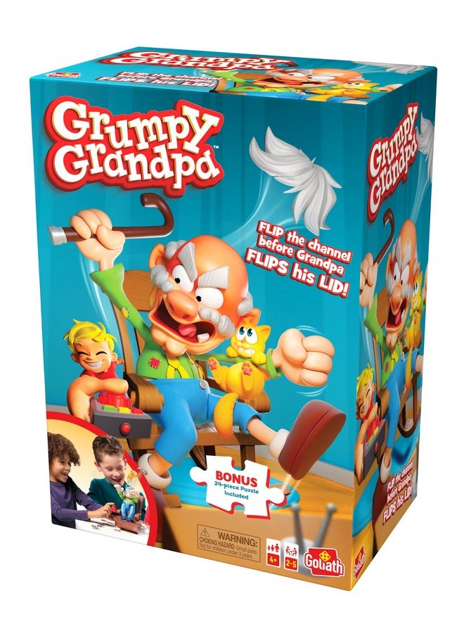 Goliath Grumpy Grandpa Game - Flip The Channel Before Grandpa Flips His Lid - Ages 4 and Up, 2-5 Players - Includes a 24-Piece Puzzle
