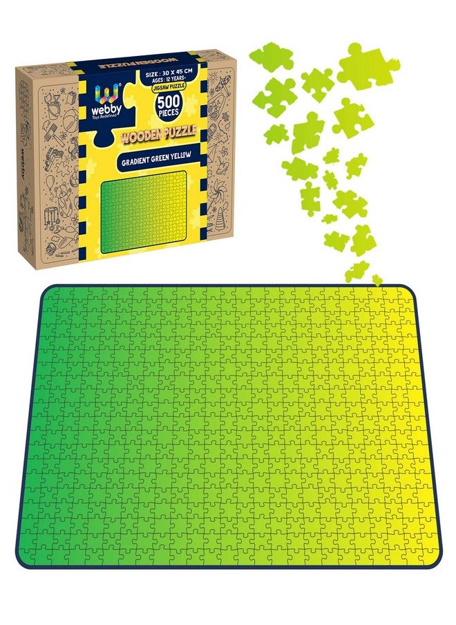Webby Kid Gradient Green-Yellow Wooden Jigsaw Puzzle, 500 Pieces - Multicolor