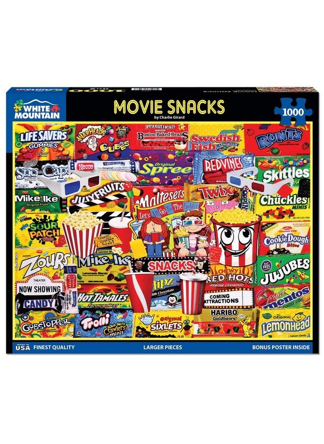 White Mountain Movie Snacks 1000 Piece Jigsaw Puzzle Collage Puzzles for Adults and Family