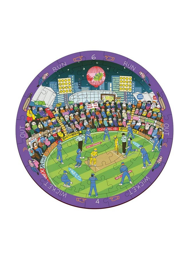 Webby Cricket Premier League Wooden Jigsaw Round Puzzle, 60 Pcs