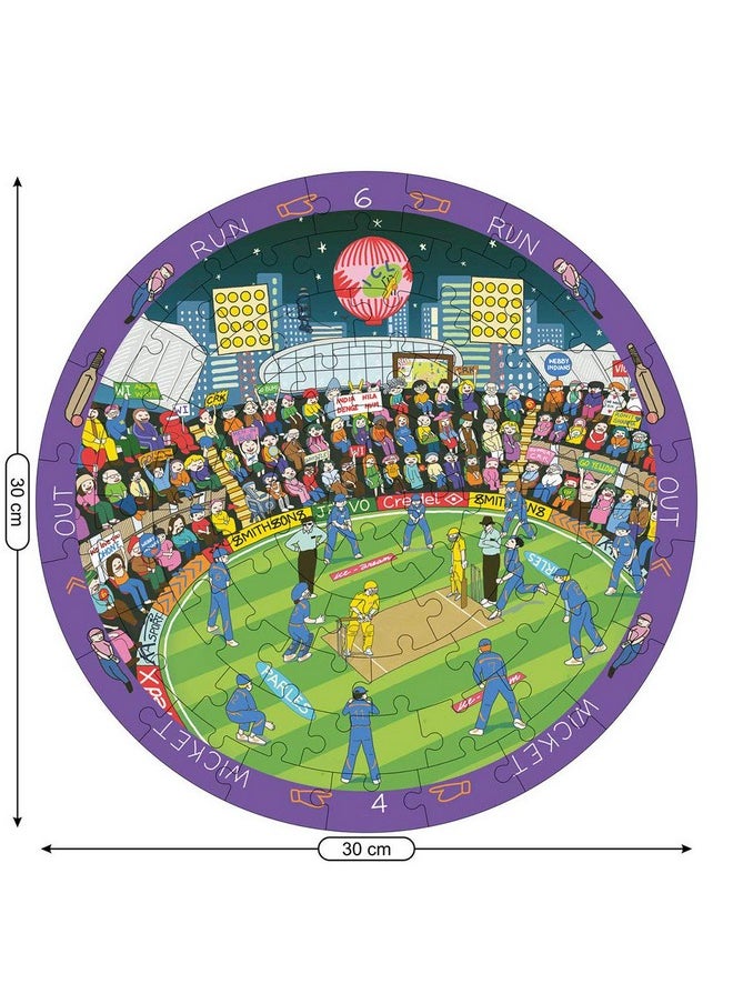Webby Cricket Premier League Wooden Jigsaw Round Puzzle, 60 Pcs