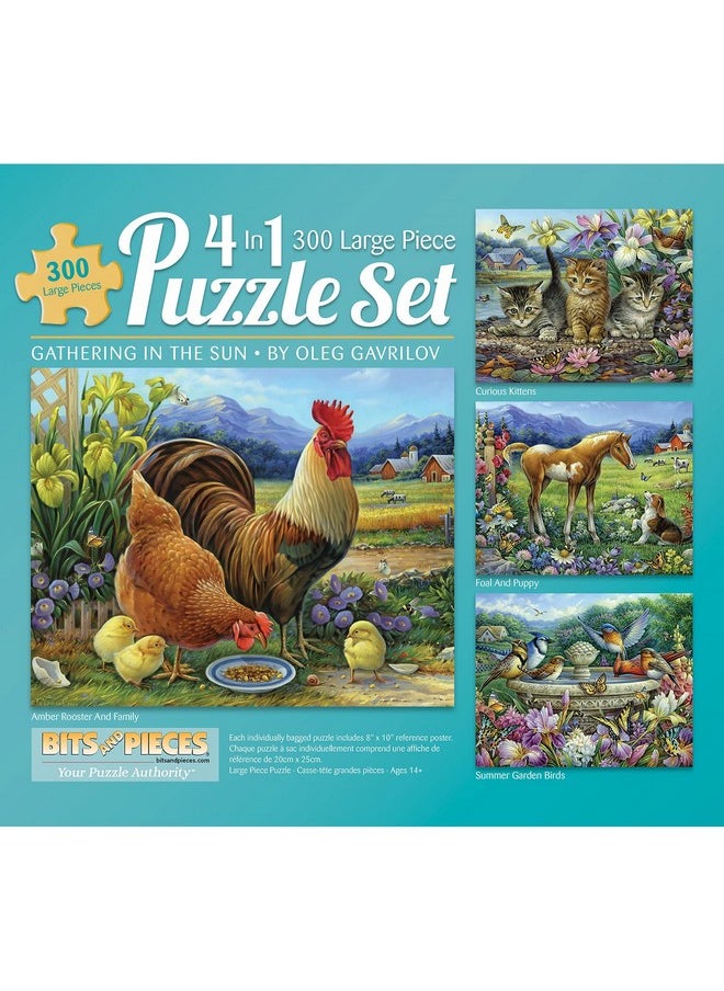 Bits and Pieces - Multipack of Four (4) 4-In-1 300 Piece Jigsaw Puzzles for Adults - Puzzles Measure 16