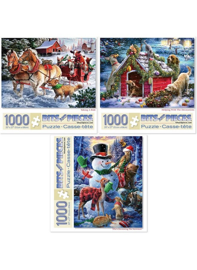 Bits and Pieces - Value Set of Three (3) 1000 Piece Jigsaw Puzzles for Adults - Each Puzzle Measures 20