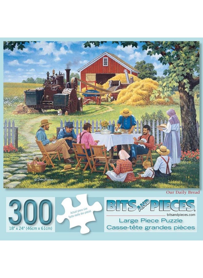 Bits and Pieces - Value Set of Three (3) - 300 Piece Jigsaw Puzzles for Adults - Farming Collection Large Piece Jigsaws by Artist John Sloane - 18” x 24”