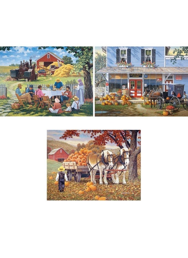 Bits and Pieces - Value Set of Three (3) - 300 Piece Jigsaw Puzzles for Adults - Farming Collection Large Piece Jigsaws by Artist John Sloane - 18” x 24”