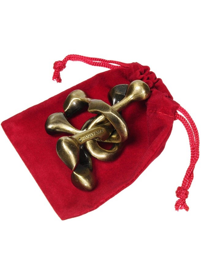 Trinity Hanayama Brain Teaser Puzzle, New 2018 Design, Level 6 Difficulty Rating, Red Velveteen Drawstring Pouch, Bundled Items