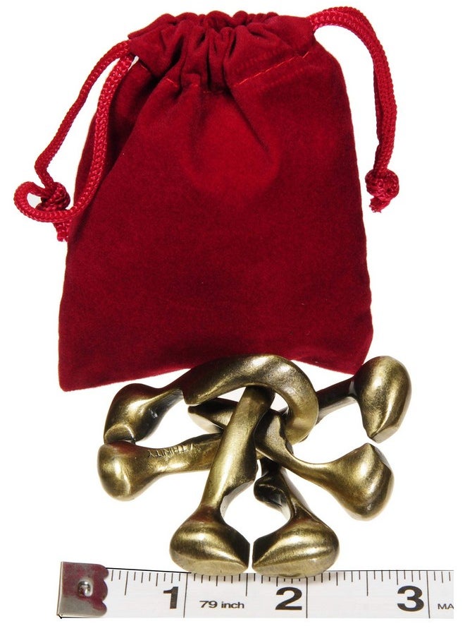 Trinity Hanayama Brain Teaser Puzzle, New 2018 Design, Level 6 Difficulty Rating, Red Velveteen Drawstring Pouch, Bundled Items
