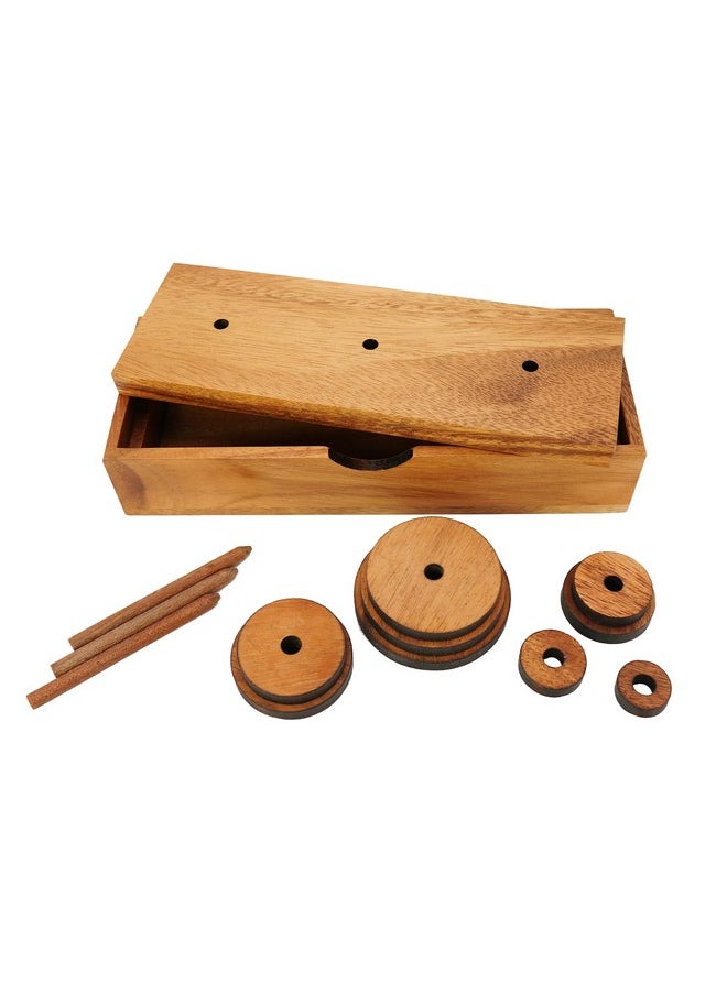 BSIRI Fun Puzzle Board Games Gifts of Hanoi Tower (9 Rings) with Wooden Designs for Brain Teasers Logic Games Kids and Adults to Challenges Mastermind Game and Think for Fun Learning Tower Puzzles