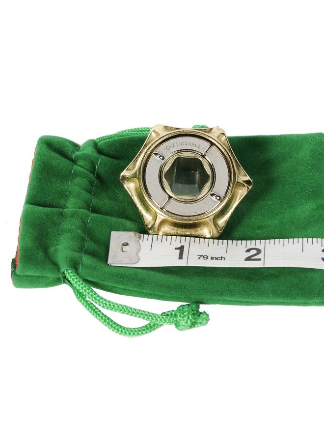Valve Hanayama Puzzle, New 2022, Level 4, with Green Velvet, Red Satin-Lined Drawstring Pouch, Bundled